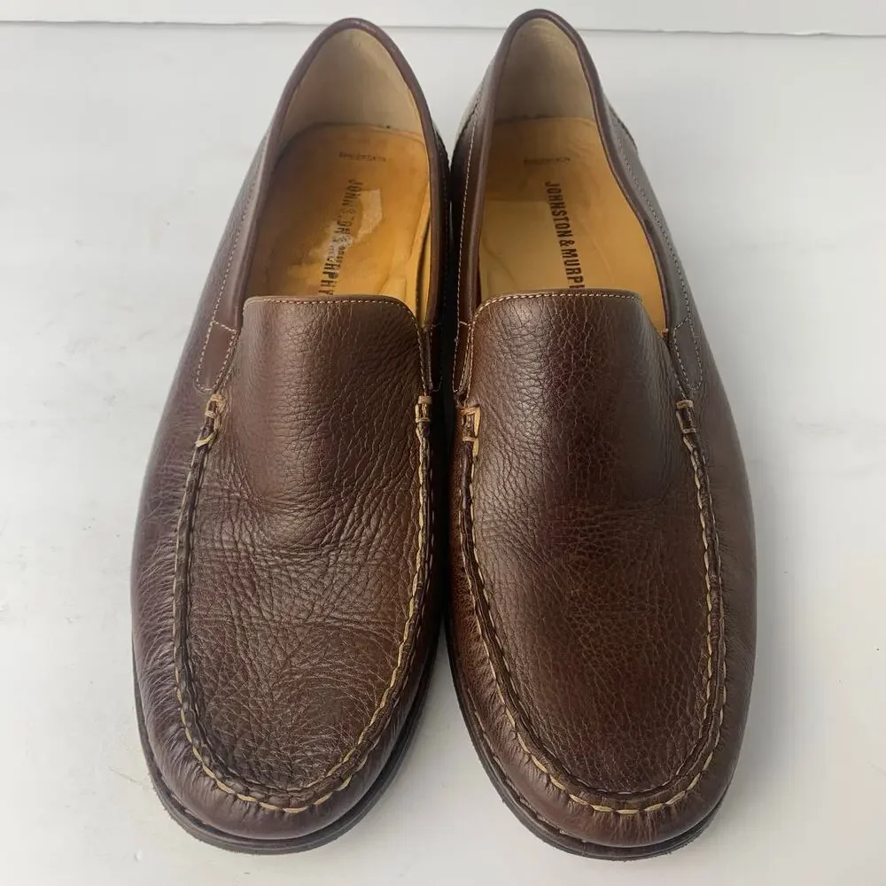 Johnston & Murphy Brown Leather Loafer Shoes Men's Size 8M Slip On Comfort